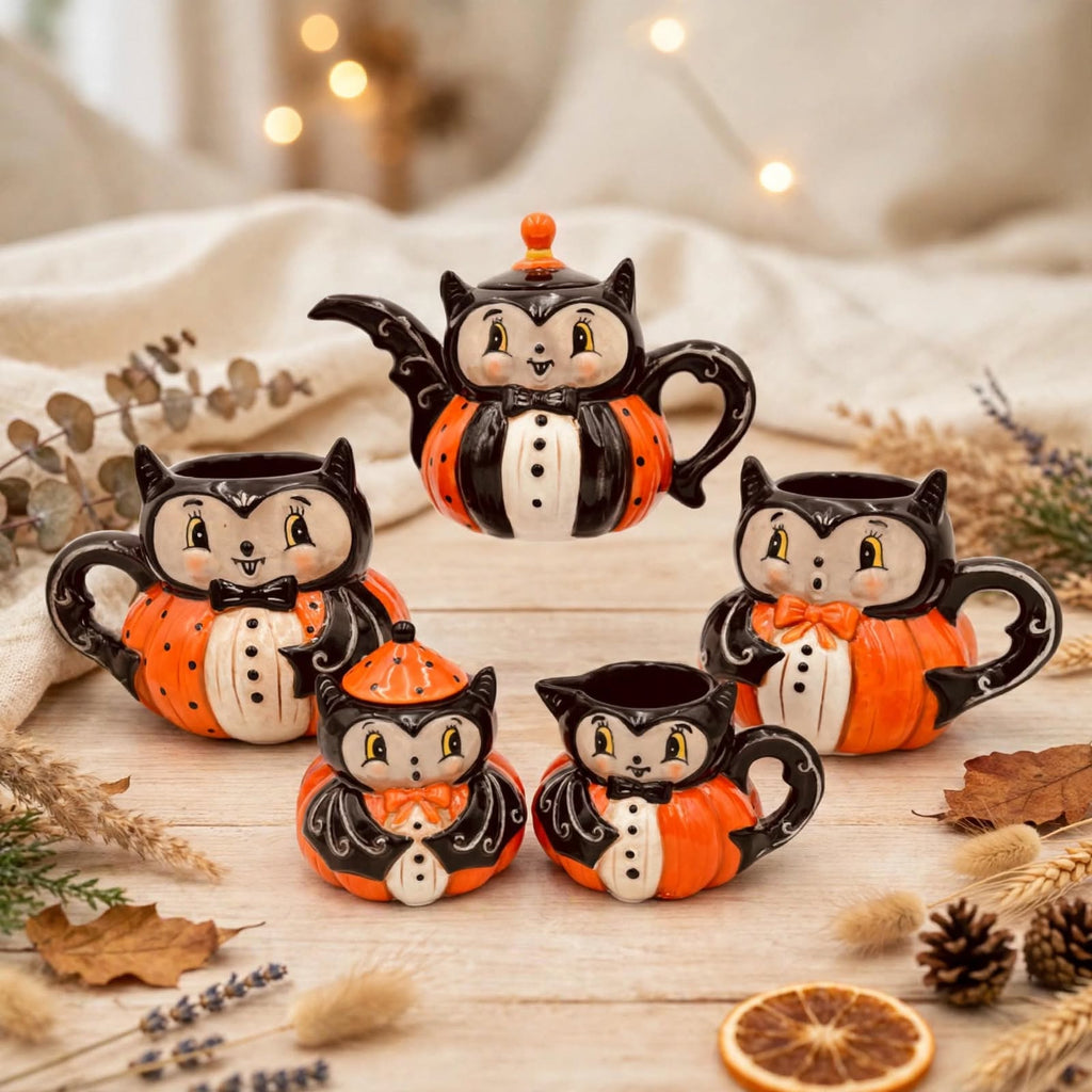 Johanna Parker Design for Transpac 2026 Dapper Bat five-piece ceramic set styled by The Lisa Z Studios