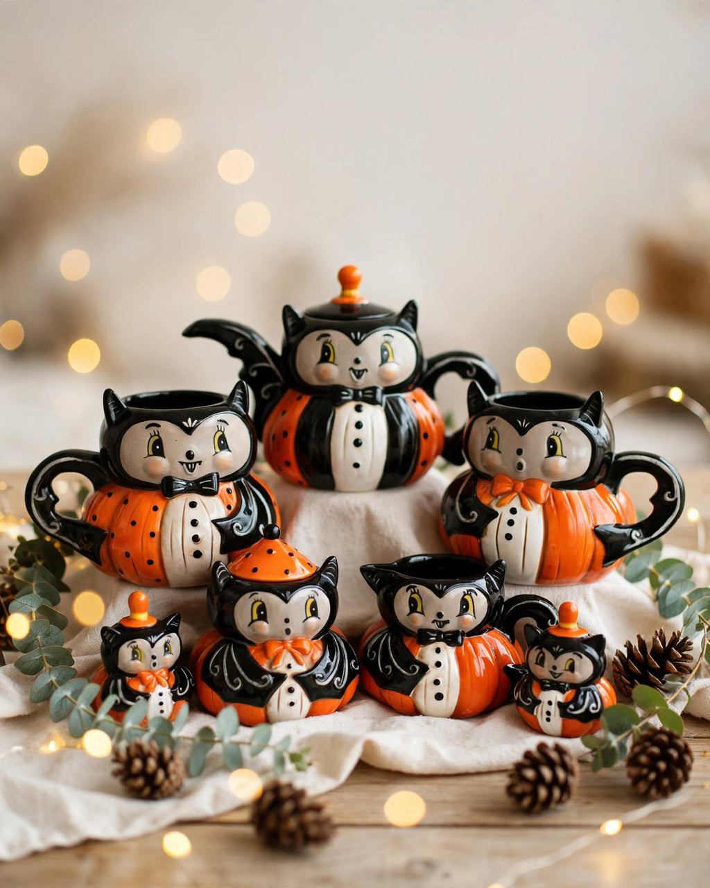 Johanna Parker Design for Transpac 2026 Dapper Bat complete seven-piece ceramic set styled by The Lisa Z Studios