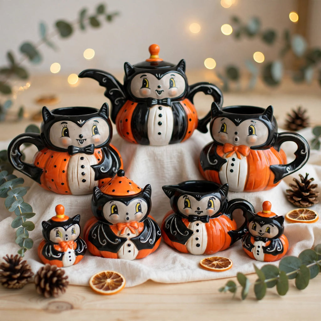Johanna Parker Design for Transpac 2026 Dapper Bat complete seven-piece ceramic set in a soft styled setting