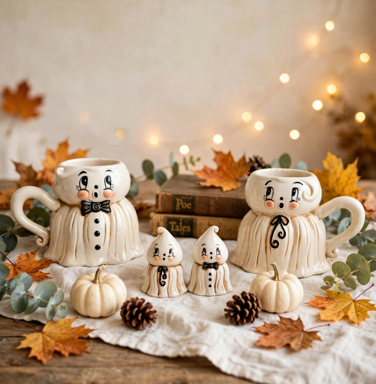 Johanna Parker 2026 Gus Ghost mugs and ghost salt and pepper shakers styled for autumn