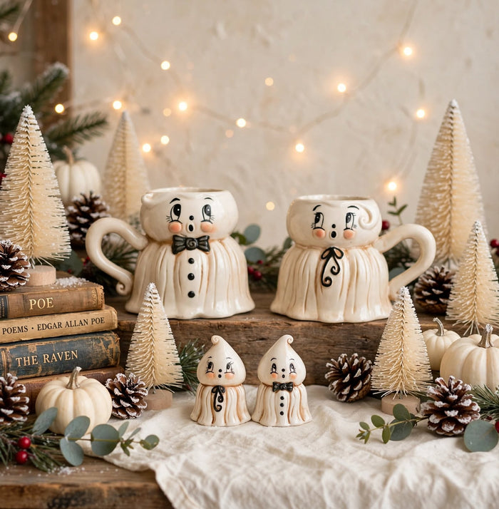 Johanna Parker 2026 Gus Ghost four-piece set with two ghost mugs and coordinating salt and pepper shakers