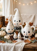 Gus Ghost Set by Johanna Parker Design for Transpac styled with autumn leaves and pumpkins