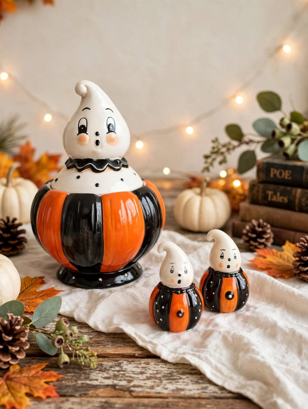 Johanna Parker 3-piece curated set with 2026 Gus Peep canister and 2025 ghost salt and pepper shakers