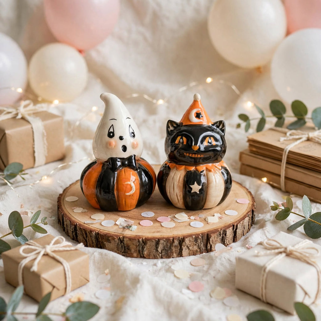 Ghost & Cat Salt & Pepper Shakers by Johanna Parker Design for Transpac styled for a celebration