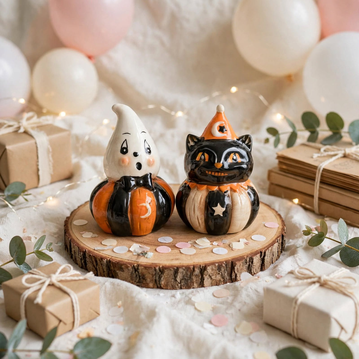 Ghost & Cat Salt & Pepper Shakers by Johanna Parker Design for Transpac styled for a celebration