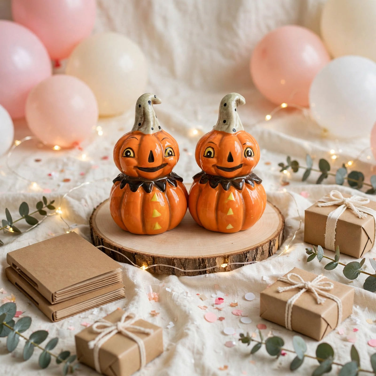 Pumpkin Salt & Pepper Shakers by Johanna Parker Design for Transpac styled for a celebration