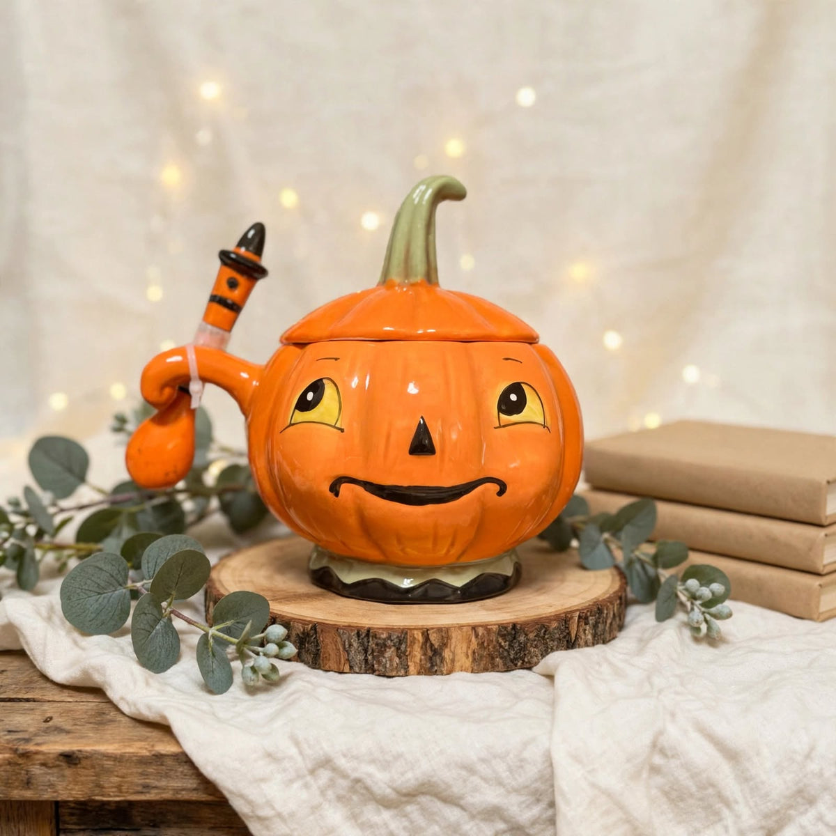 Pumpkin Bowl & Spoon by Johanna Parker Design for Transpac - front lifestyle view