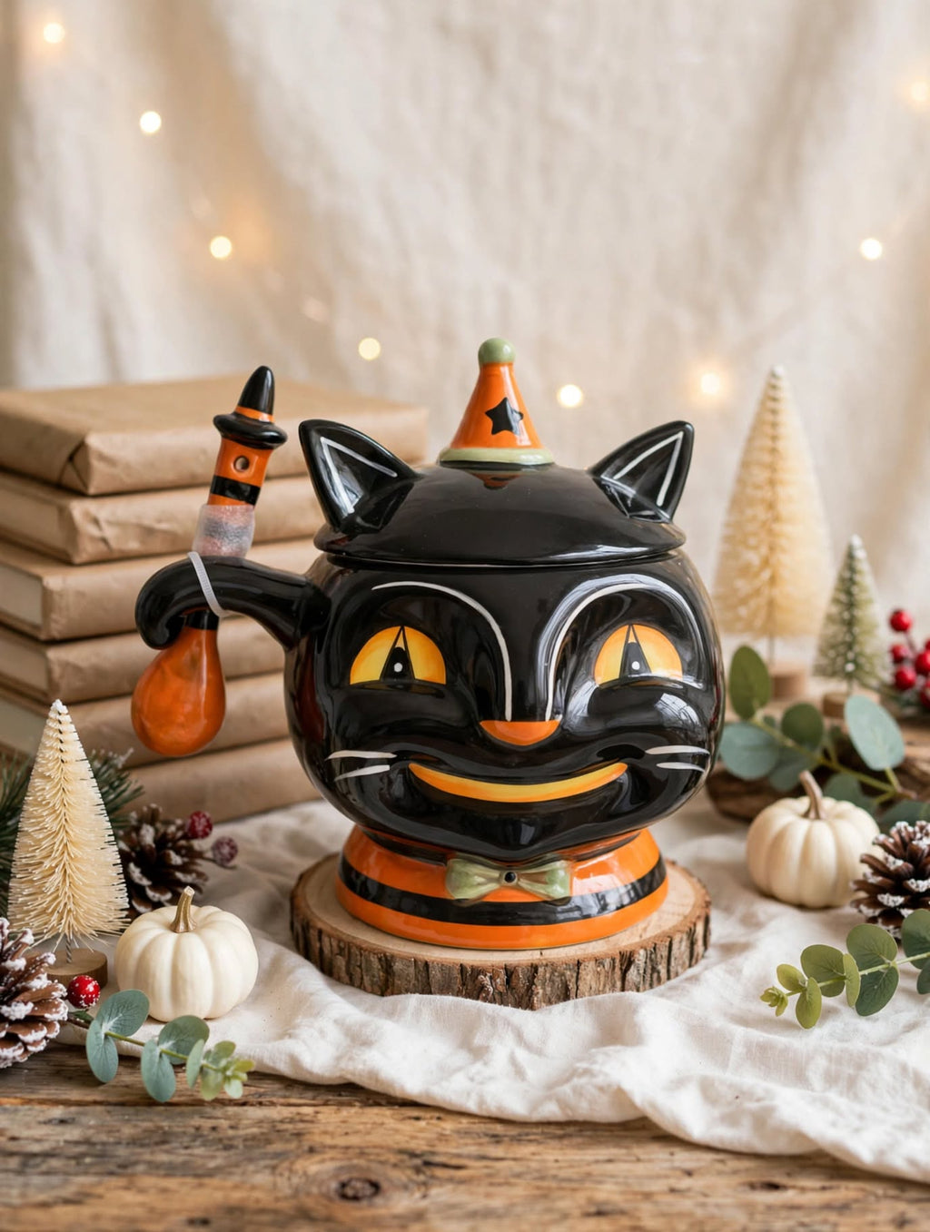 Grinning Cat Bowl & Spoon by Johanna Parker Design for Transpac - seasonal lifestyle view