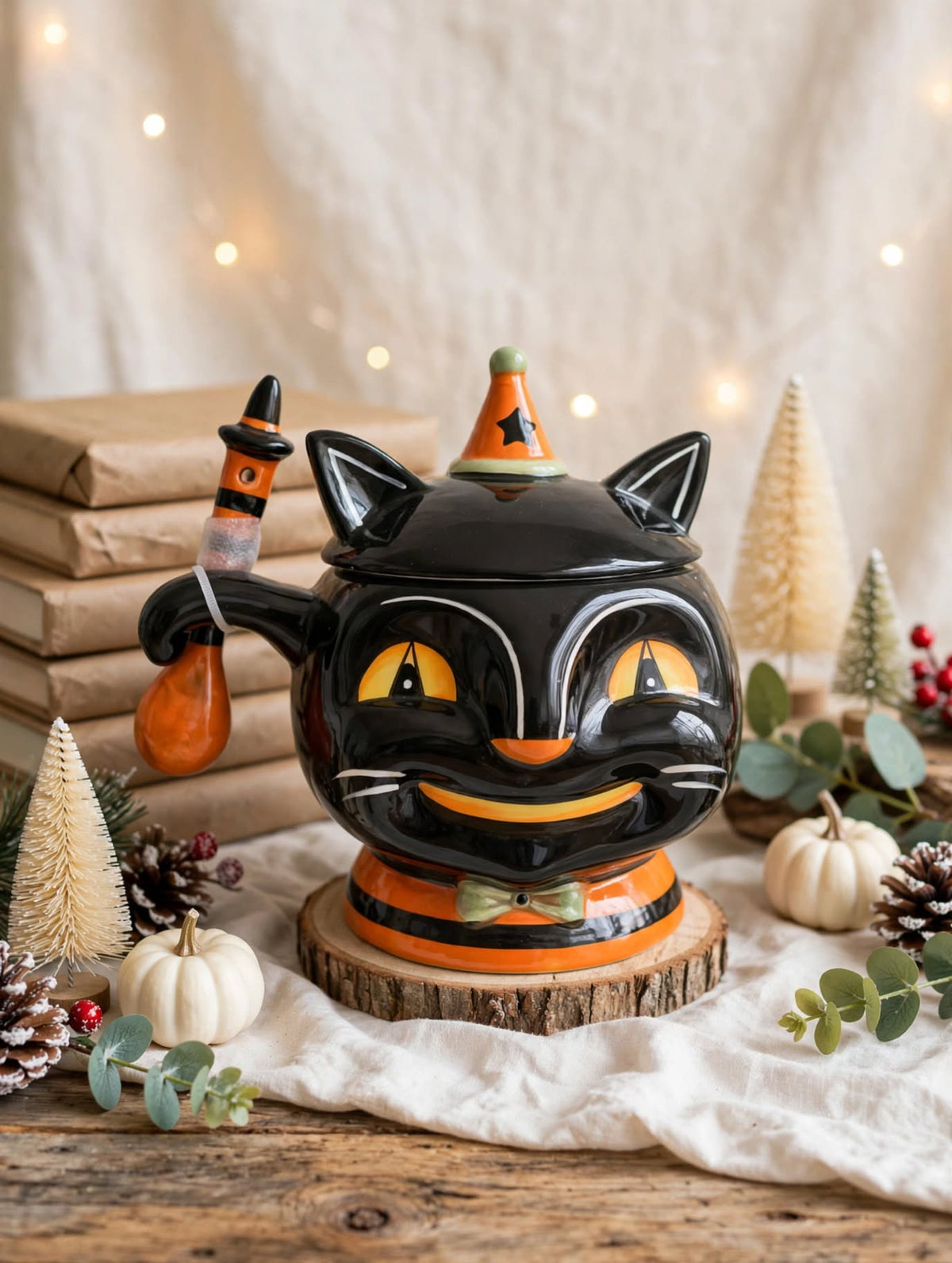 Grinning Cat Bowl & Spoon by Johanna Parker Design for Transpac - seasonal lifestyle view