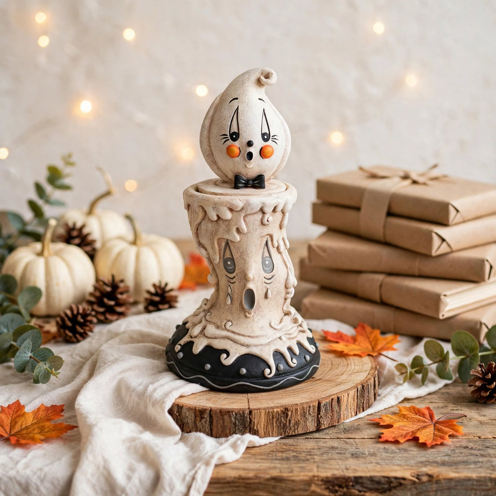 Candlestick Russ and Mourning Gus by Johanna Parker Design for Bethany Lowe Designs in a warm fall display