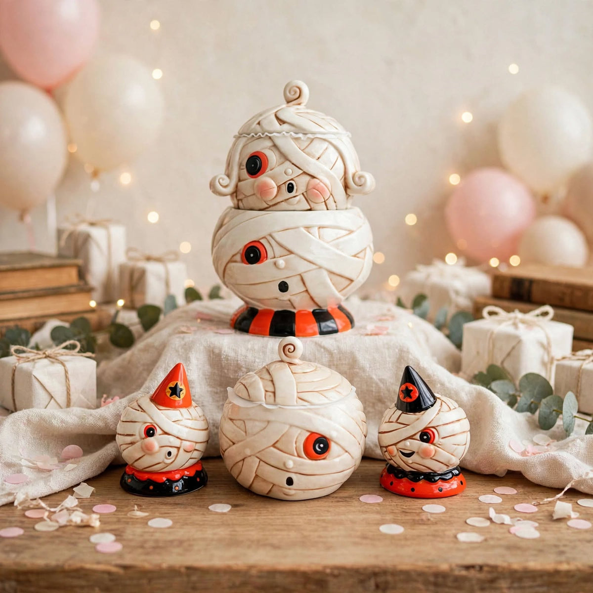 Johanna Parker Design Mummy Collection in a soft pastel celebration setting