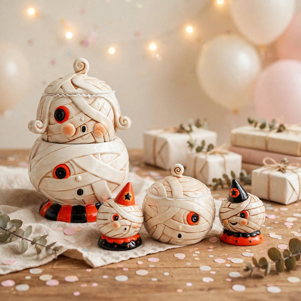 Johanna Parker Design Mummy Collection styled with pastel balloons, gifts, and lights